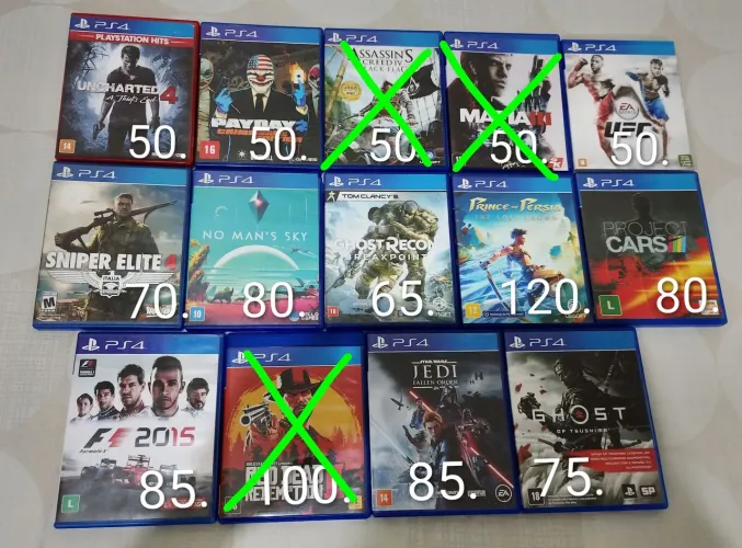 Jogos PS4 - valor de cada na foto.
