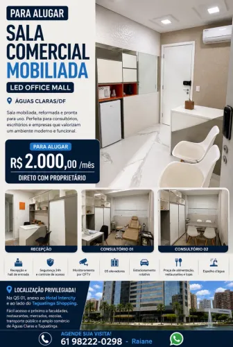 Sala semi mobiliada Led Office Águas Claras