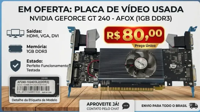 Placa de Vídeo Nvidia GT240 1024MB