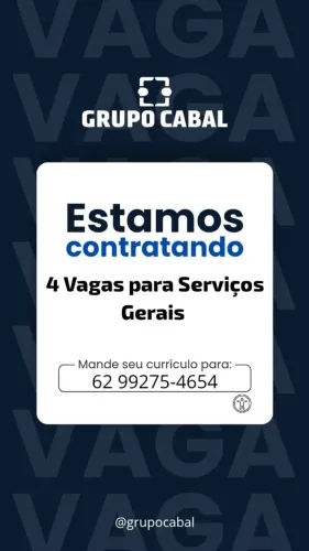 4 Vagas para Serviços Gerais