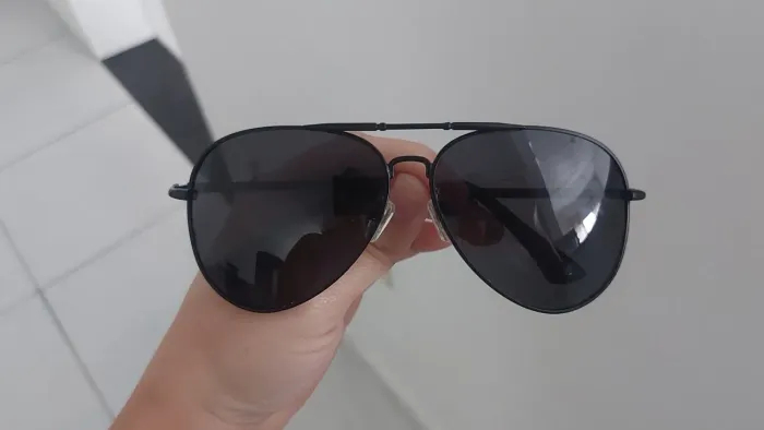Óculos de Sol Montblanc Aviador Metal Preto - Impecável (Usado 1x)
