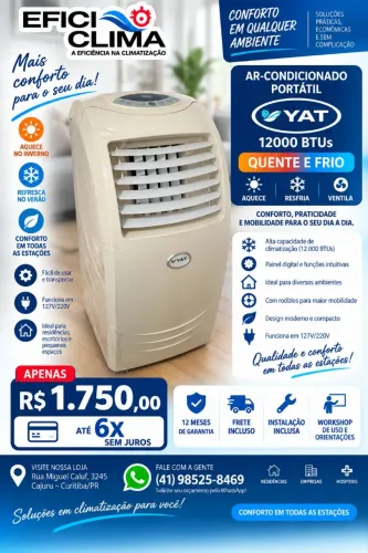 Ar condicionado portátil quente e frio 