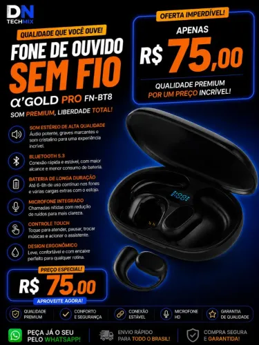 Fone sem fio esportivo A'Gold Premium