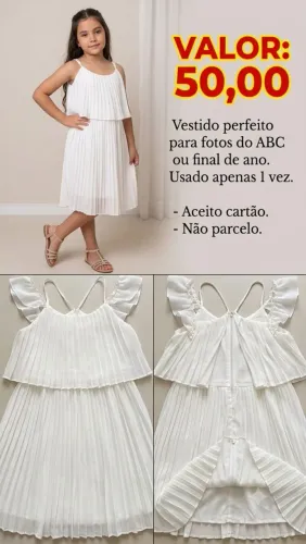 Vestido branco plinssado social.