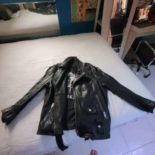 Jaqueta, casaco biker, motociclista, perfecto, couro legítimo
