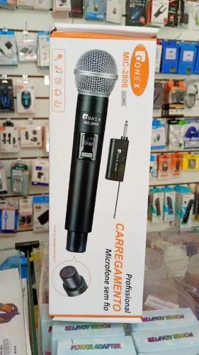 Microfone Sem Fio Profissional Recarregável  Com Bateria - Novo