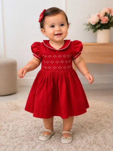 Vestido Infantil Vermelho com Lastex Tam. Aproximado 1 Ano