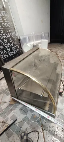 Estufa profissional borda dourada vidro curvo