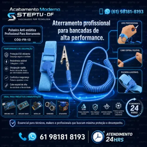 Pulseira Anti-estática Profissional Para Aterramento Arduino Automação Robotica COD-FR13