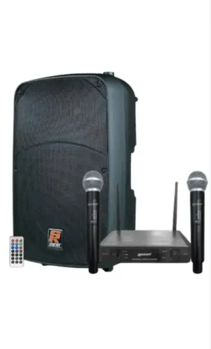 Kit Caixa staner sr315a + Microfone Profissional Sem Fio Duplo Uhf Lexsen Lm502