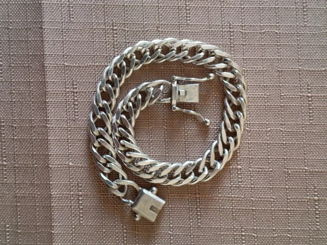 Pulseira prata 925 grumet duplo 7mm 21cm