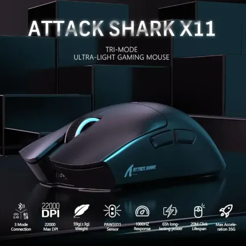 Mouse ATTACK SHARK X11 Novo LACRADO 
