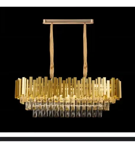 Pendente Lustre Sindora Dcd00460 E14x8 28x76cm Metal Cristal Cor Dourado