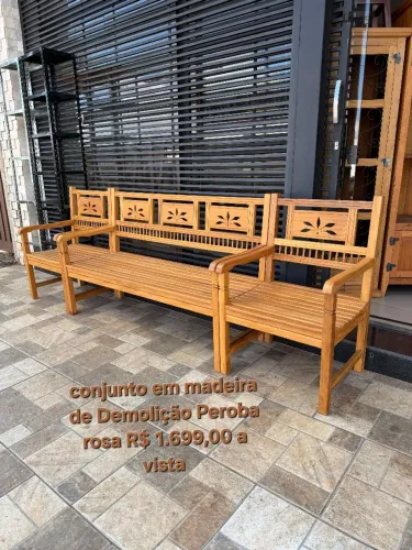 Banco para jardim em madeira de Demolição Peroba rosa