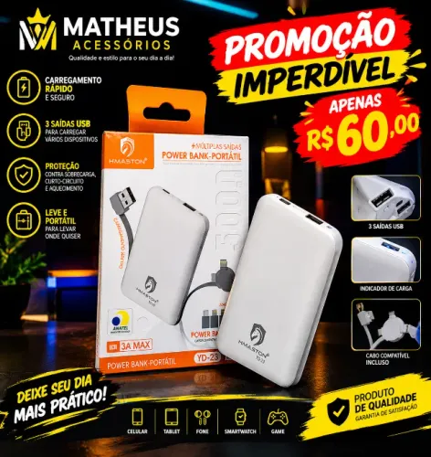 Power Bank Portátil H-MASTON 5000mAh