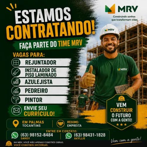 VAGA PARA CONSTRUÇÃO CIVIL