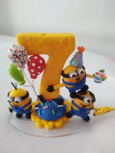 Vela Decorada Minions Número 7 