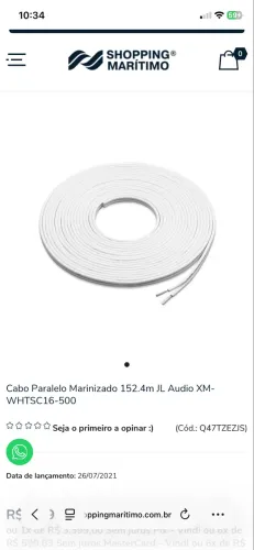 O cabo de alto-falante paralelo marinizado da JL Audio