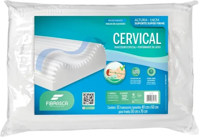 Travesseiro Cervical 50x70cm Fibrasca Novo Lacrado