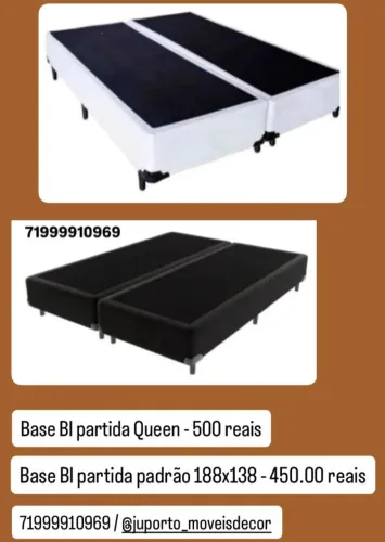 base BI partida tamanho padrão 450 reais tamanho Queen 500 reais