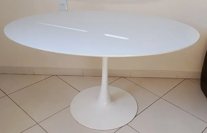 Mesa De Jantar Tulipa Saarinen Oval Madeira Branco 