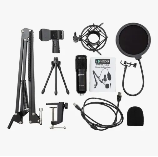 Microfone condensador BM800 USB da marca VEDO - R$ 100,00