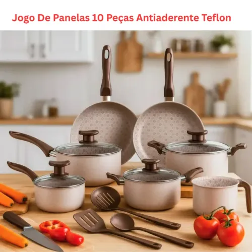 Jogo de Panelas com 10 Peças - Antiaderente - pronta Entrega!!