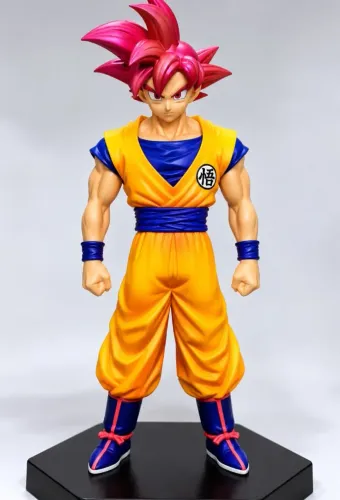 Goku Super Saiyajin Deus Cabelo Vermelho - Dragon Ball Super Figura Colecionável