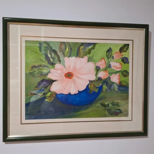 QUADRO PINTURA A ÓLEO - FLORAL - USADO