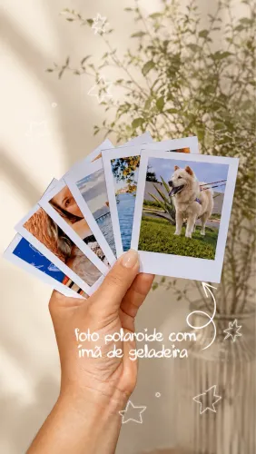 Kit 6 fotos Polaroid com manta magnética para geladeira