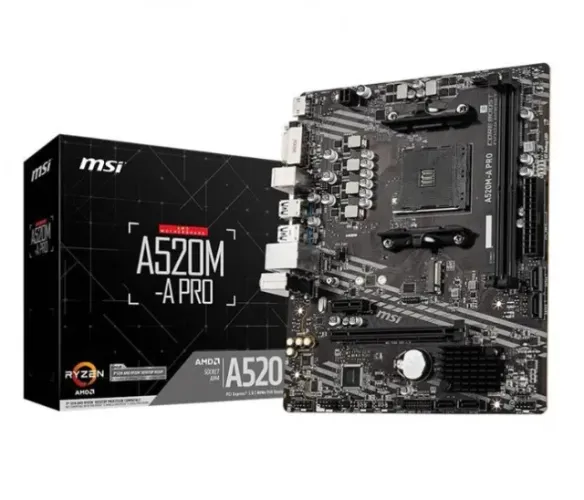 Placa Mae MSI A520M-A PRO, DDR4, Socket AM4, M-ATX, Chipset AMD A520, A520M-A PRO