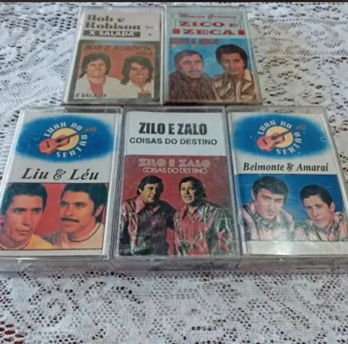 Antigas fitas k7 com o mais puro sertanejo raiz kit com 5 unidades raridades