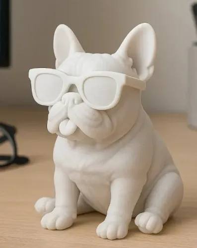 Estátua Decorativa Cachorro Bulldog de Óculos - Impressão 3D PLA
