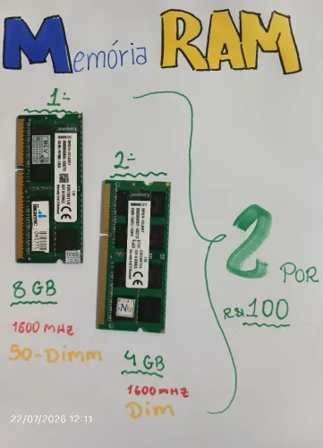 Memória Ram DDR3 - 8 gb e de 4 gb