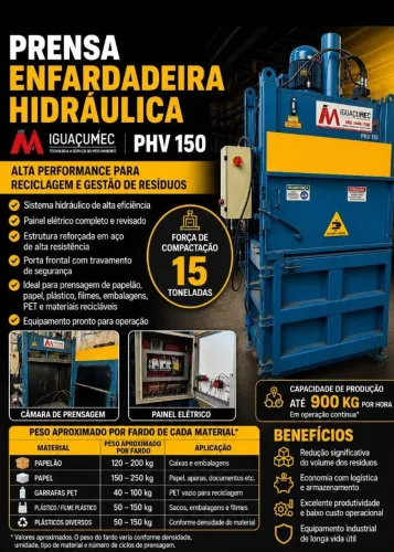 Prensa enfardadeira hidráulica PHV 150