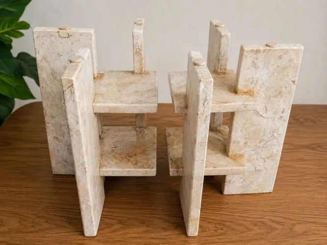 Par de bases para mesa de centro em Marmore Natural Bahia