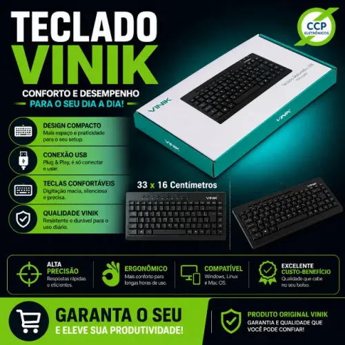 Mini Teclado Usb Multimidia Dynamic 10 Teclas Multimidia Abnt2 Cabo 1.8M - Vinik - Dt111