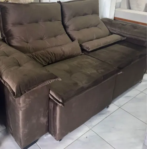 Sofá tufão com 2.mt retrátil reclinável espuma d33 pilow top 15 cm