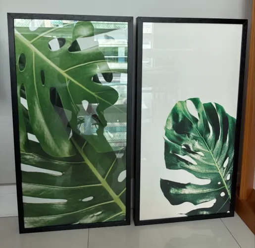  QUADROS FOLHAGENS: 0,9 X 0,4 M CADA *MOLDURA E VIDRO