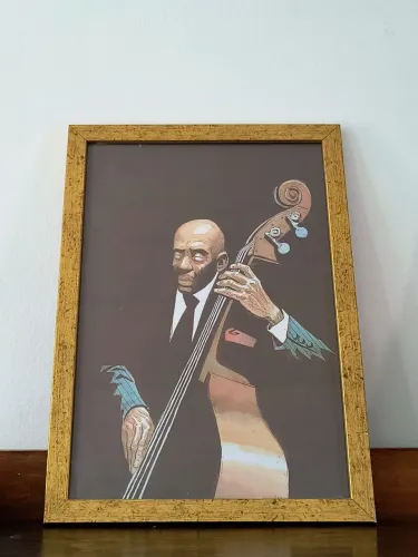 Quadro emoldurado com pintura de Shiko - o violoncelista cego / arte decoração print lindo