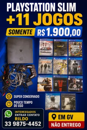 ? PlayStation Slim + 11 Jogos - R$ 1.900,00 Vendo PlayStation Slim em ótimo estado de co