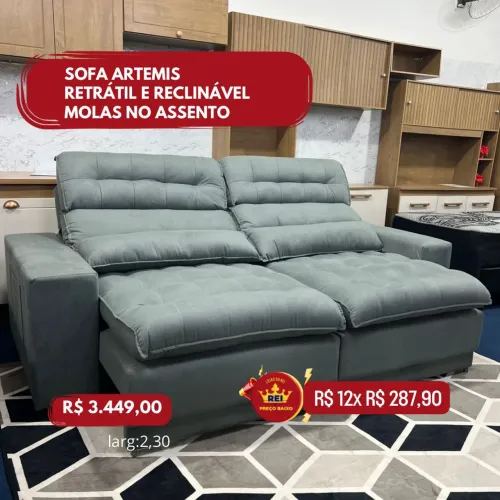 PROMOÇÃO URGENTE - Sofá Artemis RETRÁTIL e RECLINÁVEL Cinza apenas 12x R$287,90