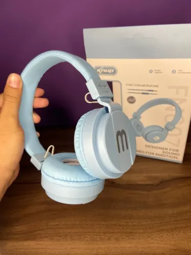 Fone de ouvido Headphone Bluetooth KP-FN607 Knup azul an3