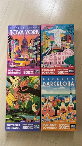 conjunto de 4 quebra cabeças de 500 mini peças