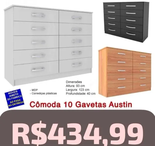 CÔMODAS 10 GAVETAS PAGA NA ENTREGA