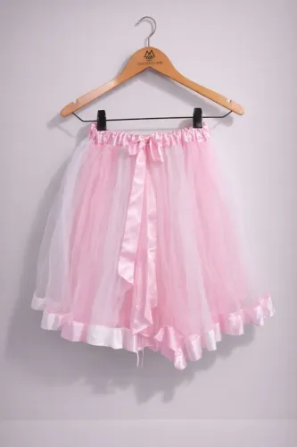 saia rosa fadinha transparente fantasia