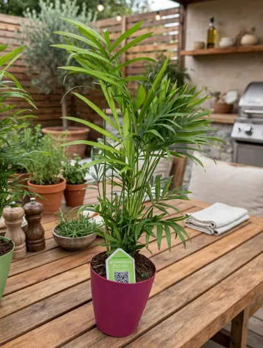 Palmeira em vaso bordô