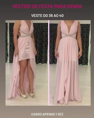 Vestido de festa rosa claro