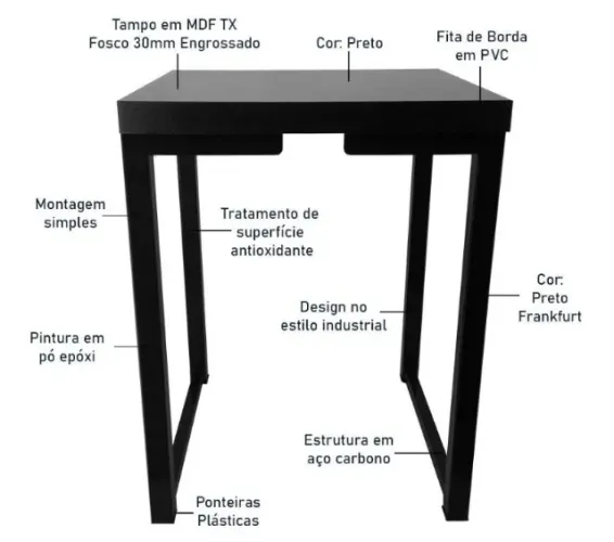 Banqueta Industrial Genus Móveis Nova York Preto estrutura boa - precisa reparo