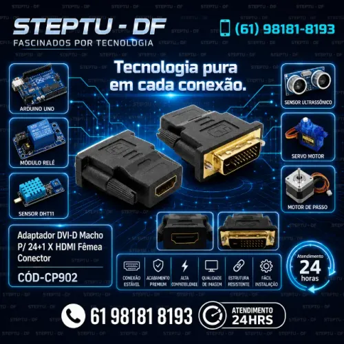 Adaptador Dvi-d Macho P/ 24+1 X Hdmi Femea Conector Arduino Automação COD-CP902